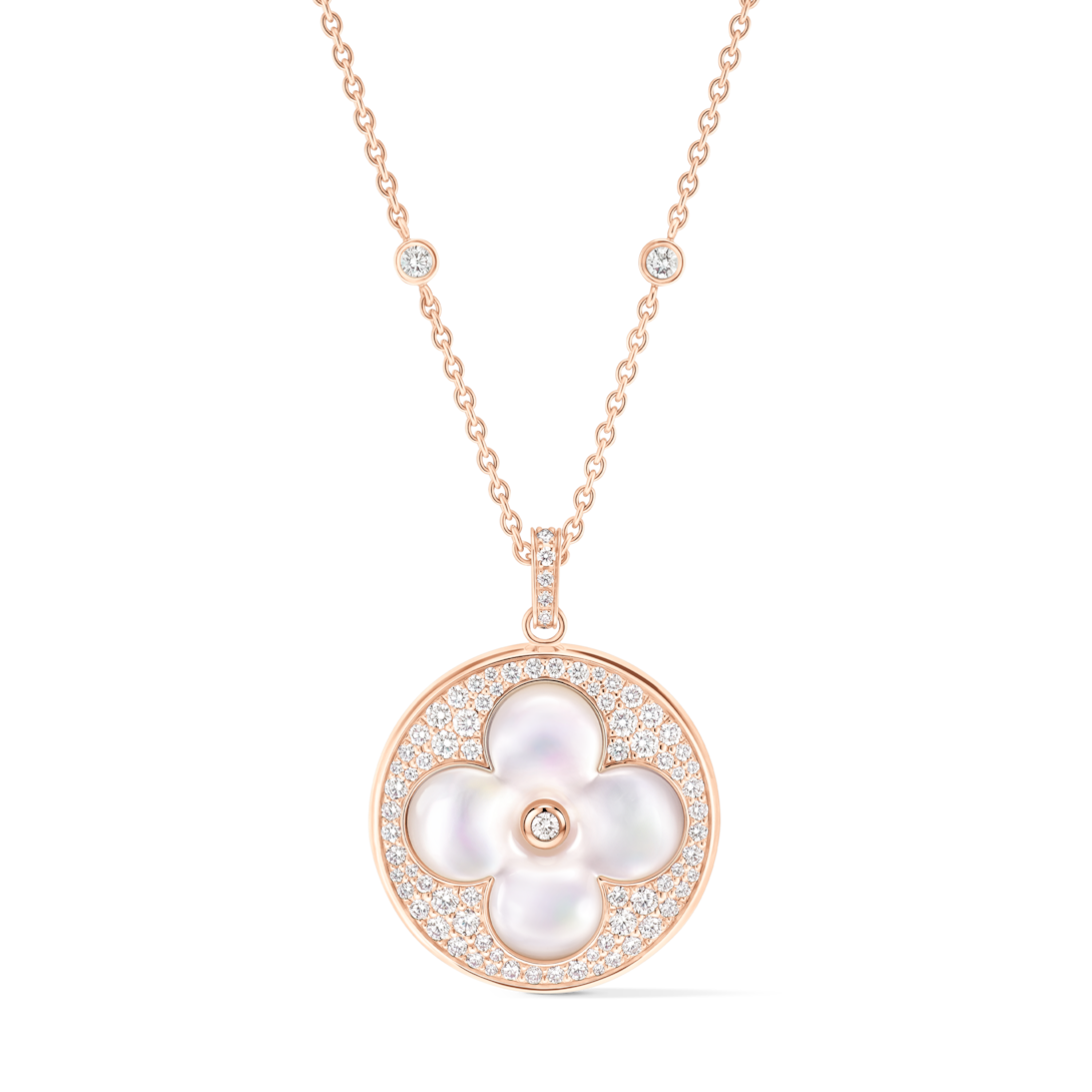 Color Blossom XL Sun Pendant, Pink Gold, White Mother-of-Pearl and